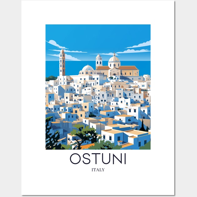 A Pop Art Travel Print of Ostuni - Italy Wall Art by Studio Red Koala